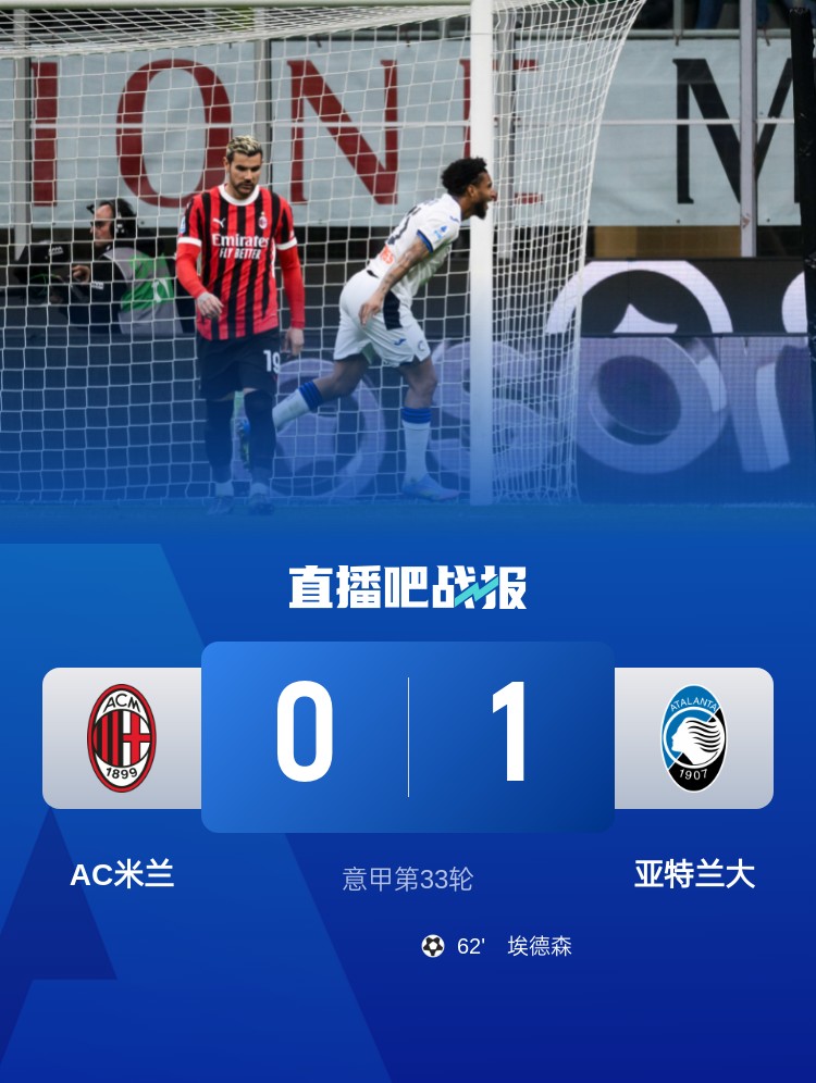 米蘭雙雄本輪均0-1輸球，周中意杯半決賽次回合再對決